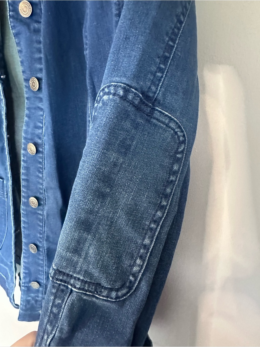 Medium Wash Denim Barncoat with Front and Elbow Patches - Picture 3 of 5